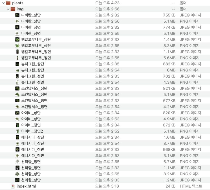 plants folder structure